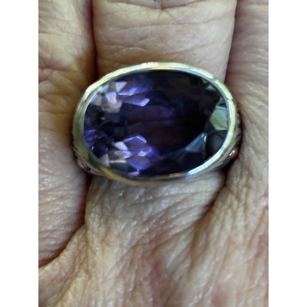 18kt.& Sterling SAMUEL BENHAM Amethyst ORNATE RING- SZ 7.25